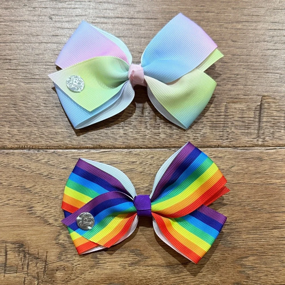 Girls JoJo Siwa Bows - Ombre Bow and Rainbow Bow